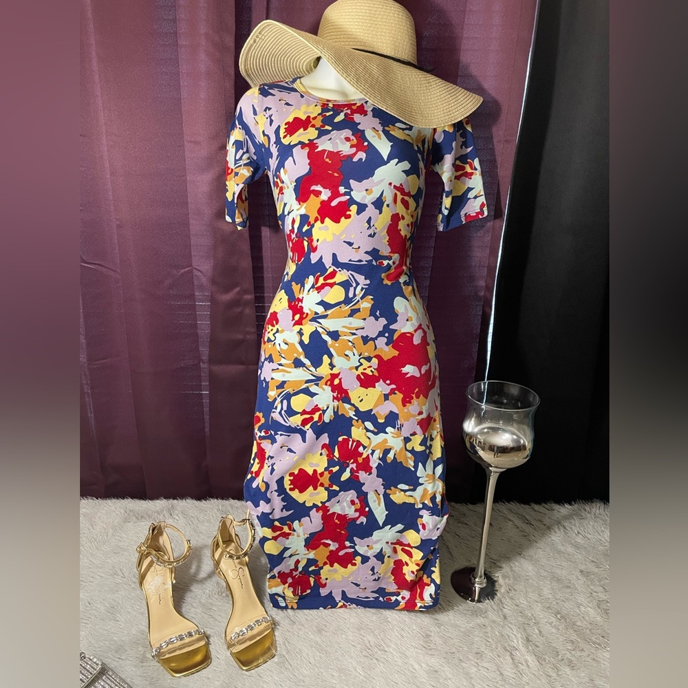 LuLaRoe Colorful Floral Midi Dress